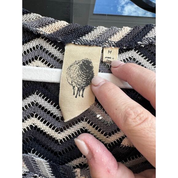 Anthropologie Lamb the Label Sheer Mod Chevron Fringe Dress Cover Up Size M - Picture 2 of 10